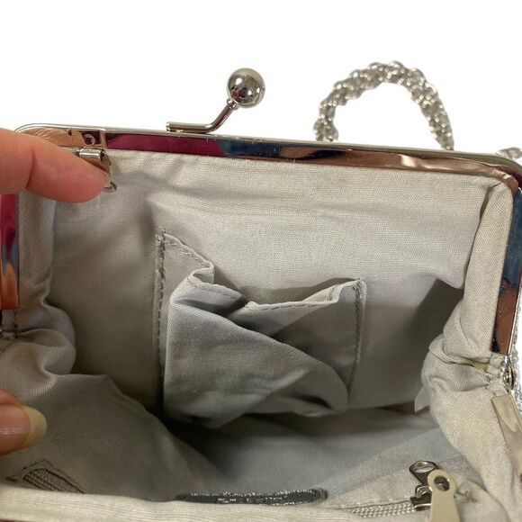 Silver sparkle evening bag with removable strap - Picture 4 of 4